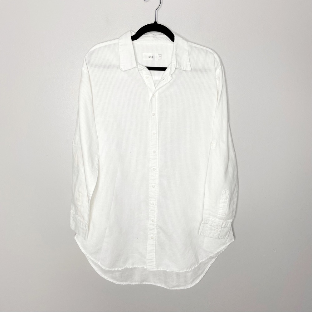 Onia White Linen Blend Button Up Swim Coverup Size Medium